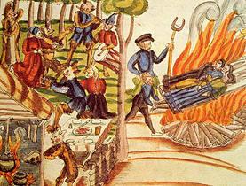 Alte Darstellung einer Hexenverbrennung