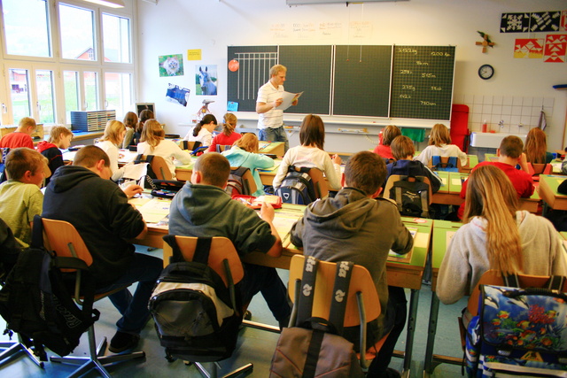 Classroom with teacher and pupils