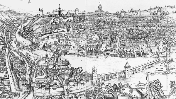 1601年、ルツェルン湖底で起きた地震を描いた絵画