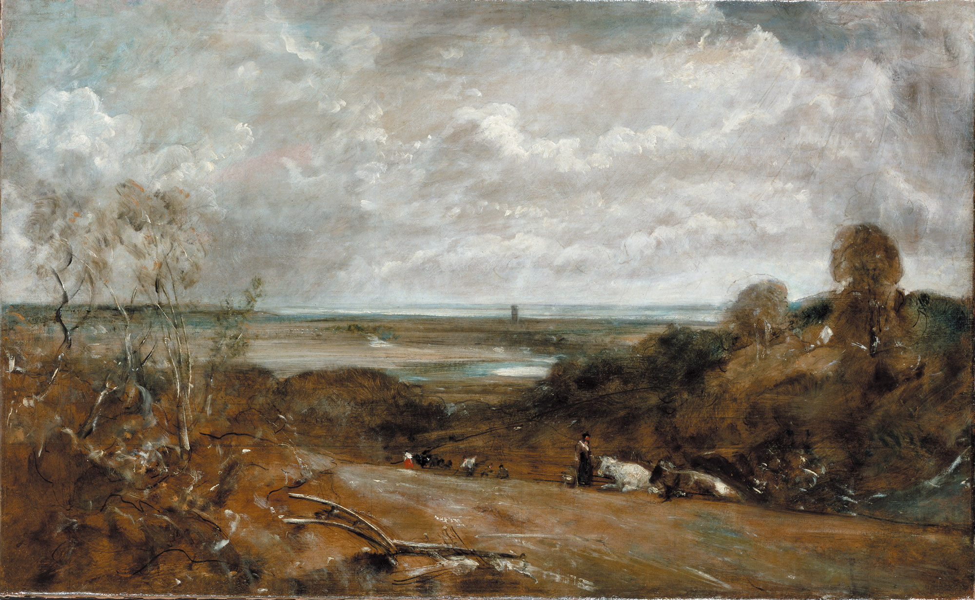 A painting depicting a rural scene in England