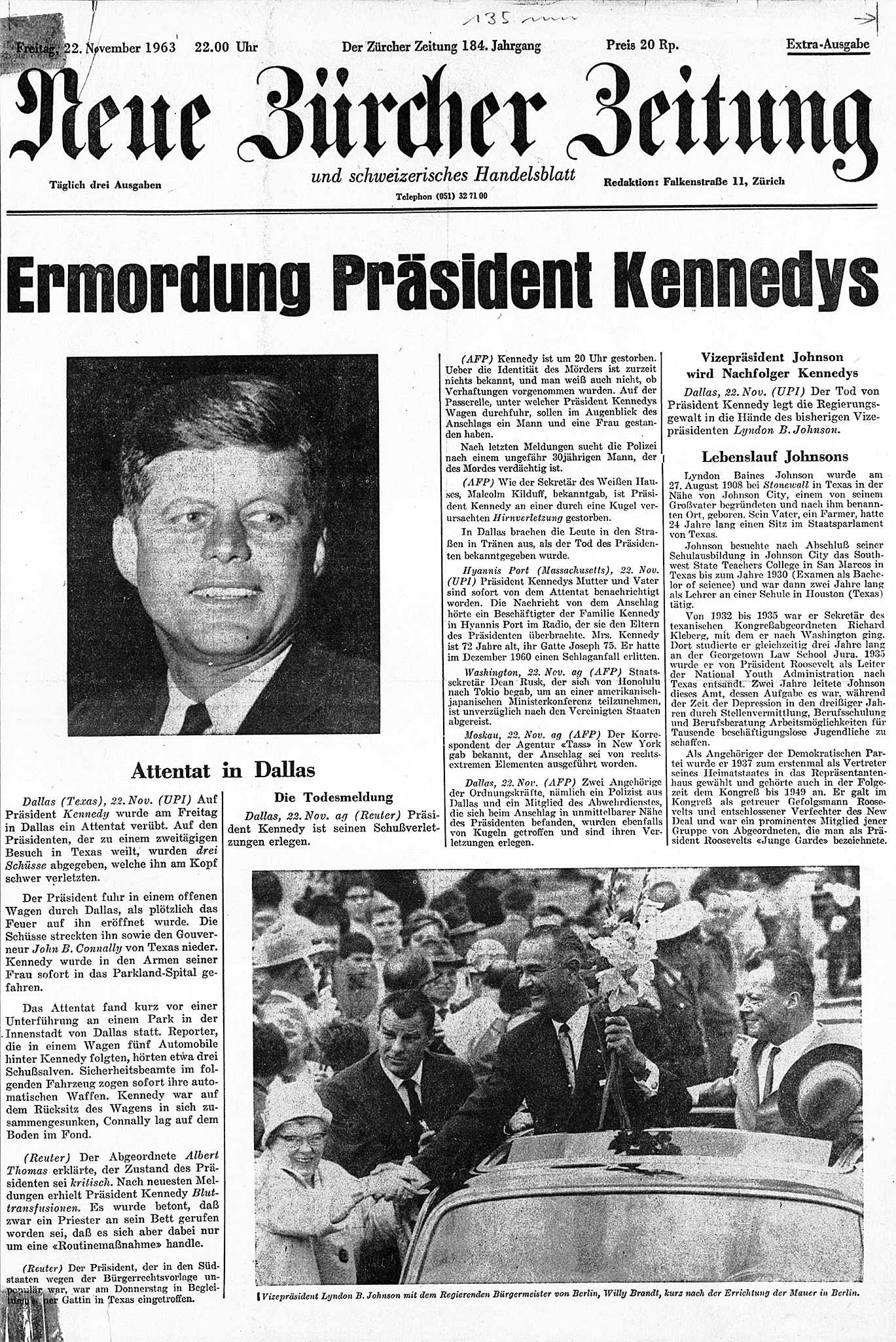 Muerte de JFK en prensa suiza