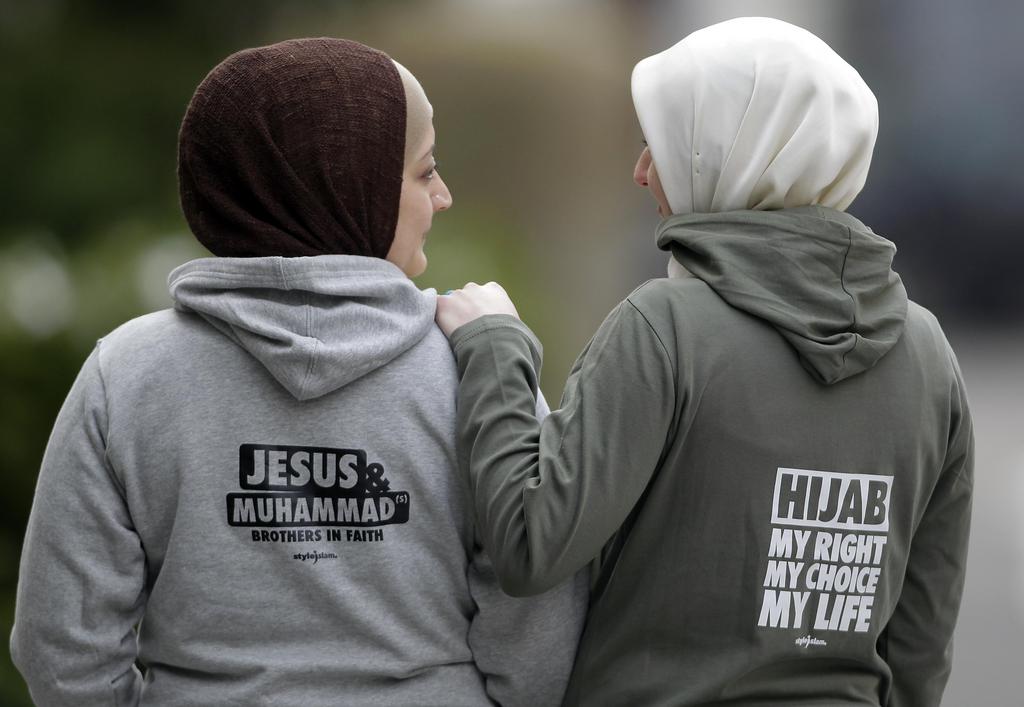 Two Muslim women wearing hijabs