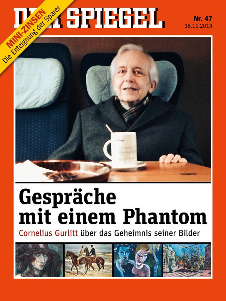 Обложка немецкого журнала «Шпигель» с главной темой номера под названием «Беседы с призраком». Эта фотография является едва ли не единственным достоверным изображением Корнелиуса Гурлитта.
