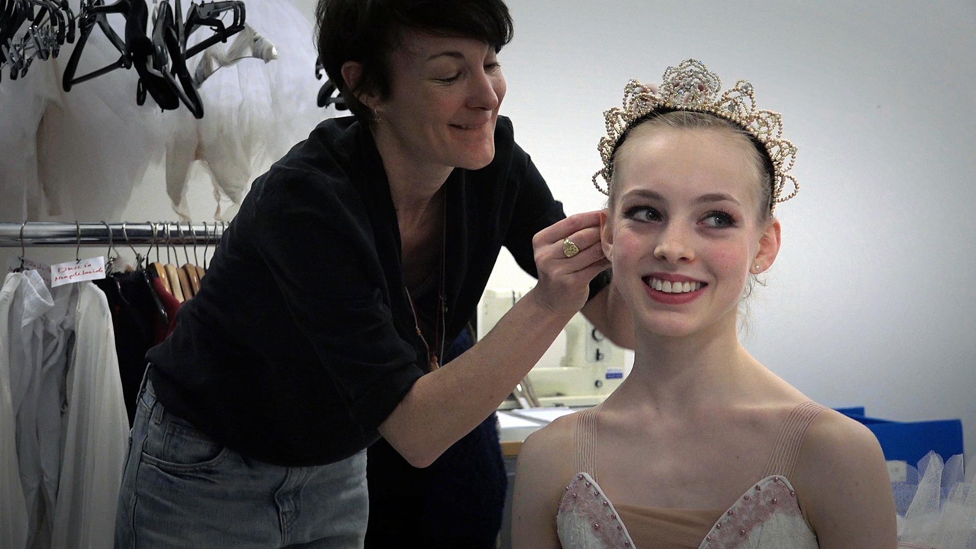 Ballet dancer preparing