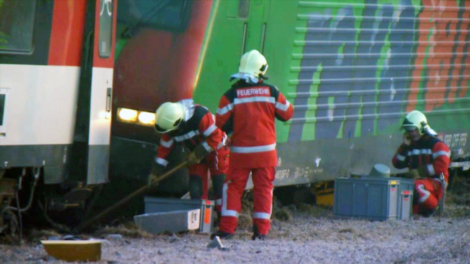 Firefighters at the train accident