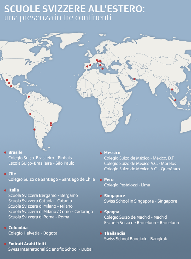 mappa delle scuole svizzere nel mondo