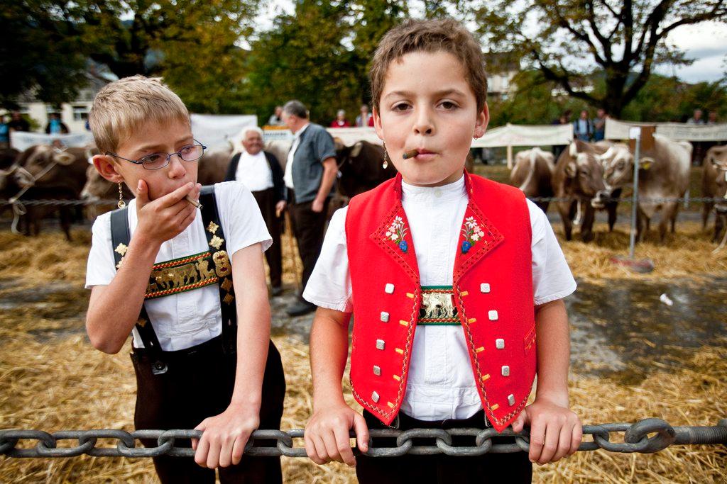 Two kids smoking