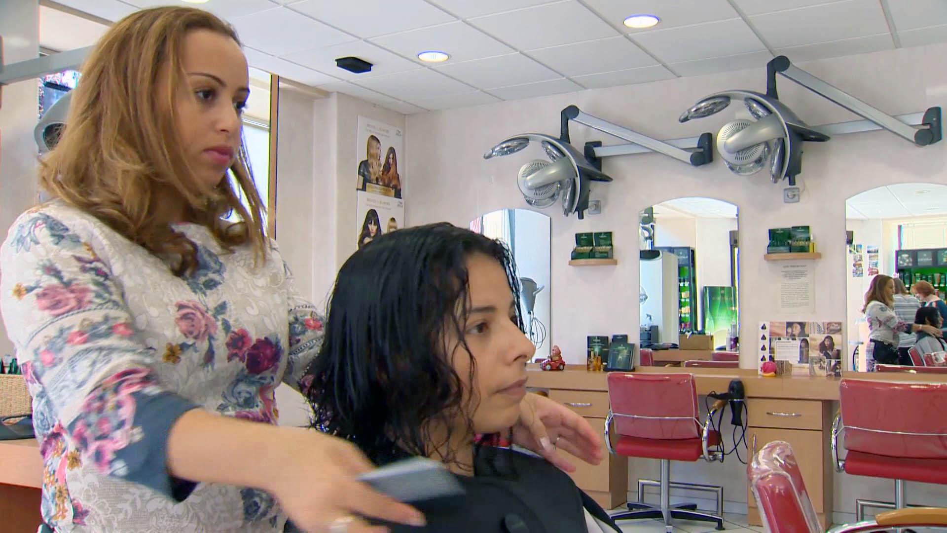 Hairdresser and customer