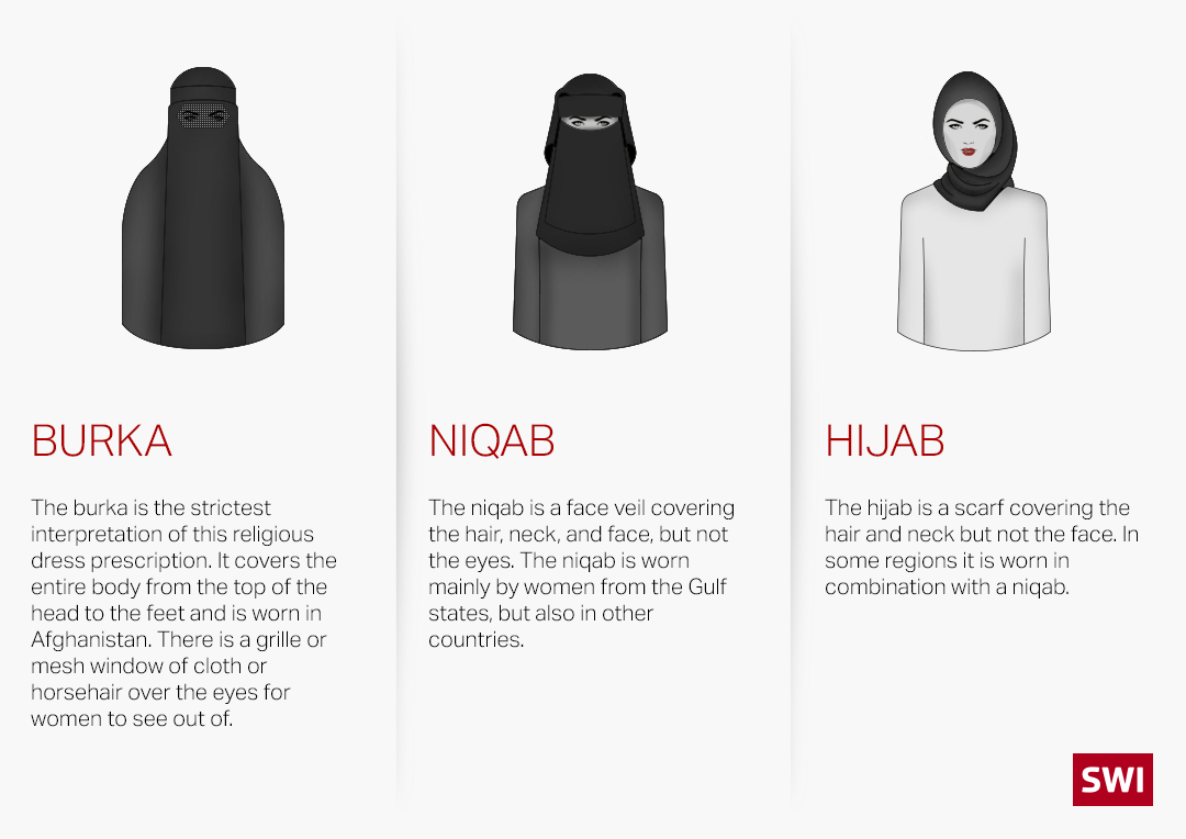 description and graphic of burka, niqab, hijab