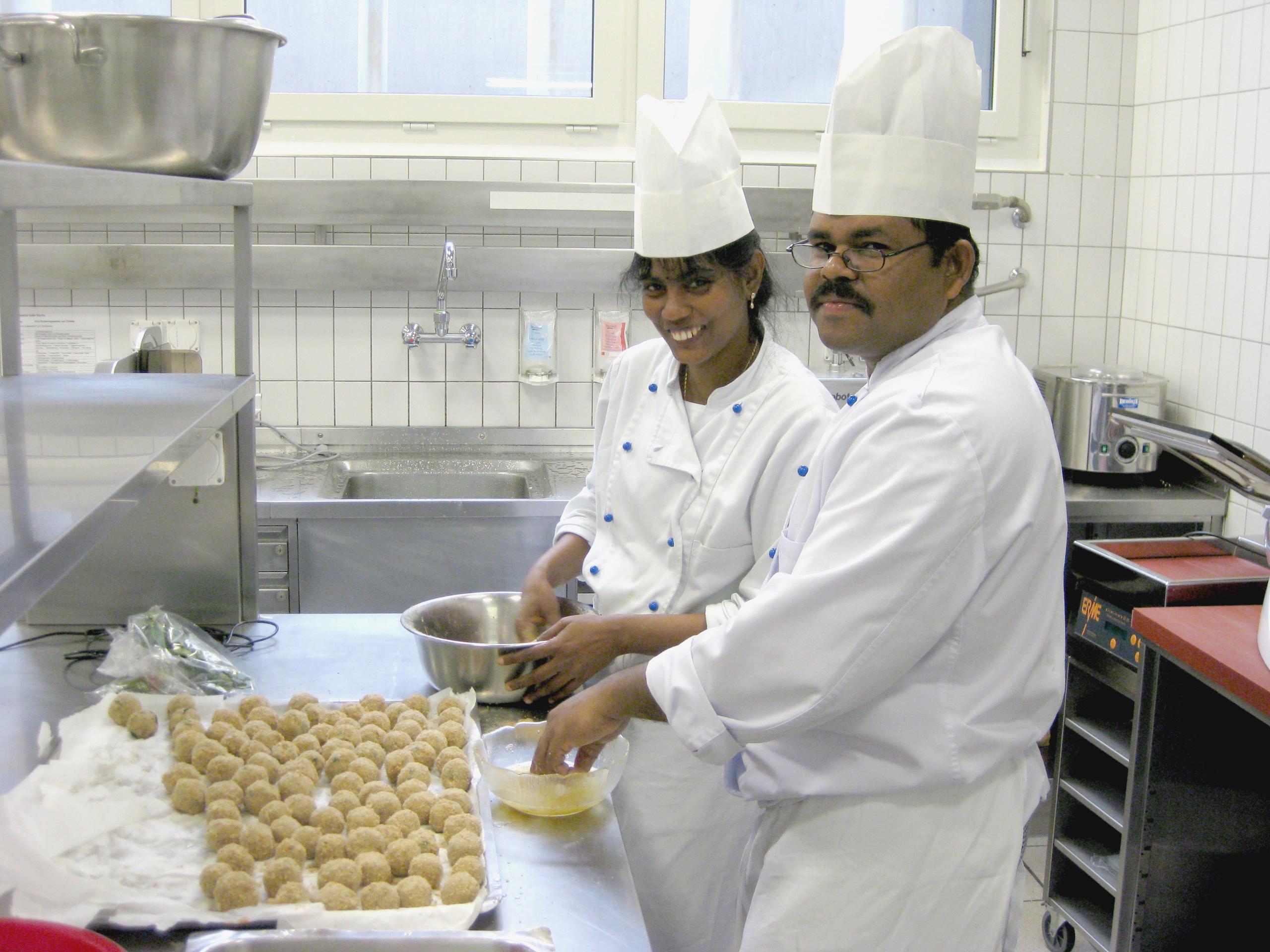 Refugiados em uma aprendizagem de cozinha