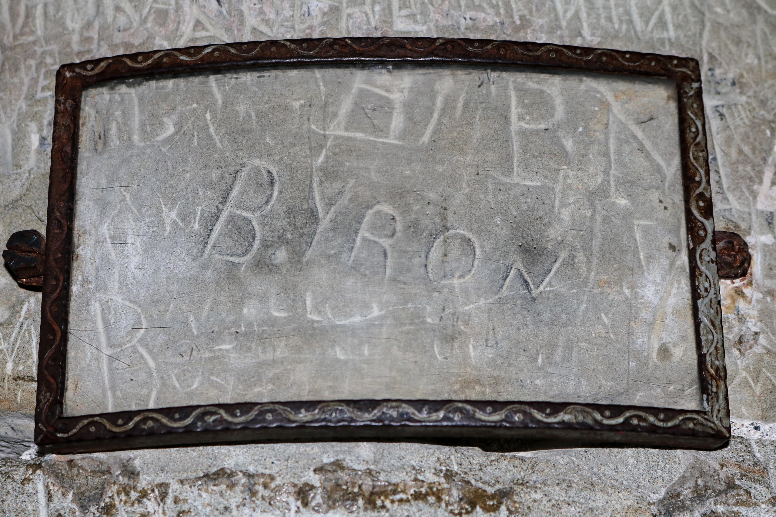 Byron visited the Château de Chillon in 1816 but historians remain divided over the authenticity of his signature in the dungeon.