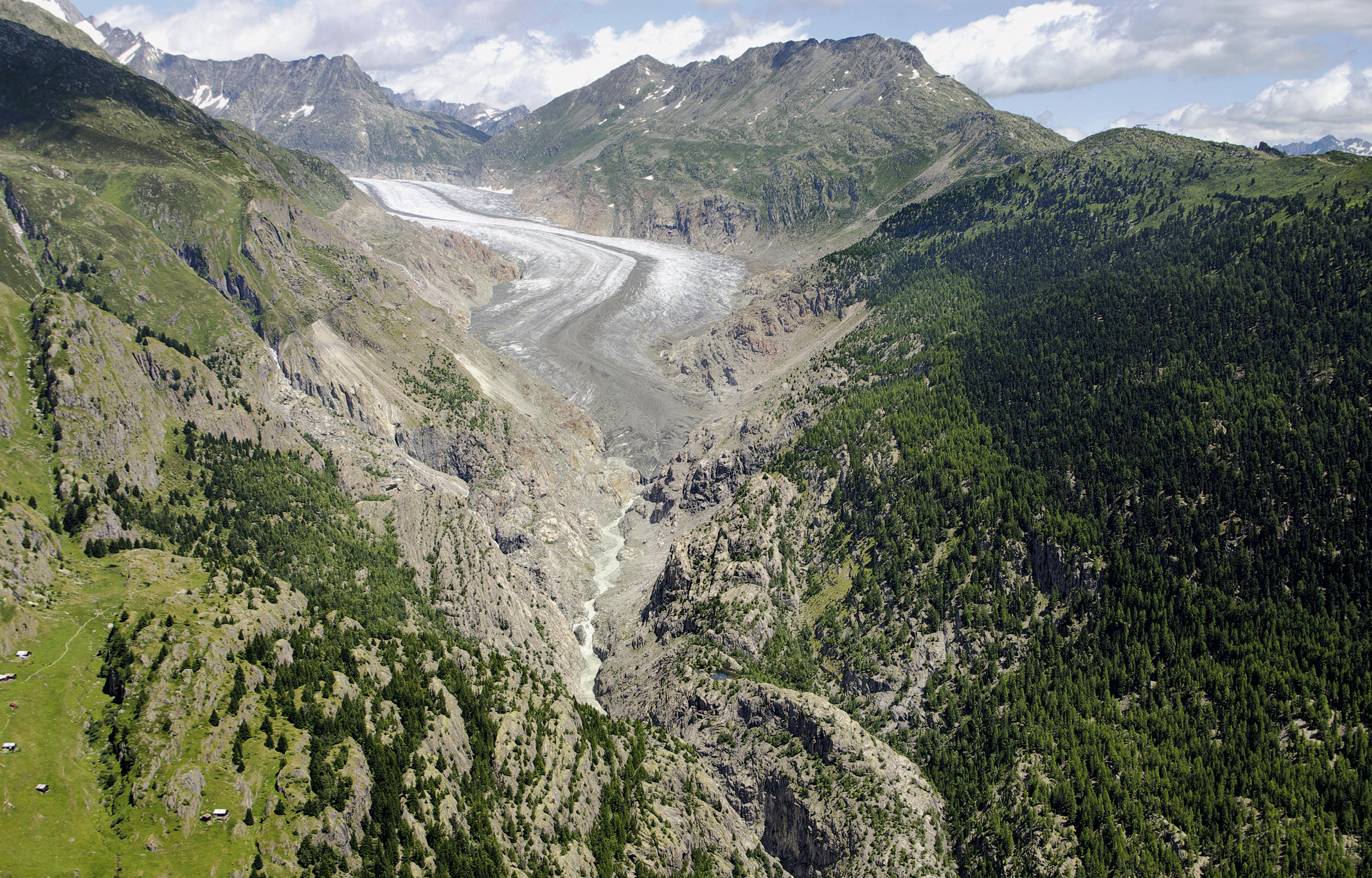 Der Gletscher heute aus der Vogelperspektive