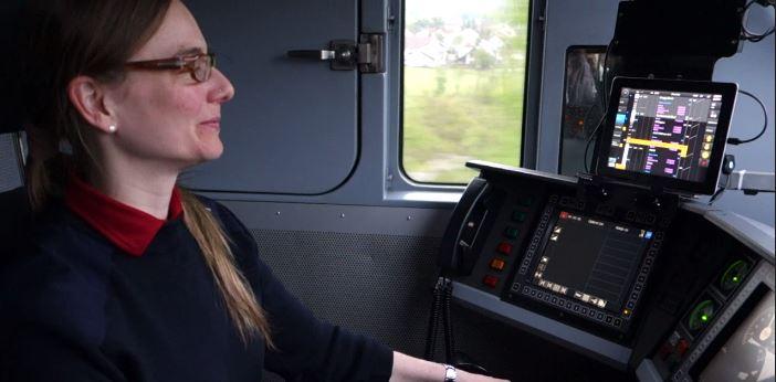 Train driver in cabin