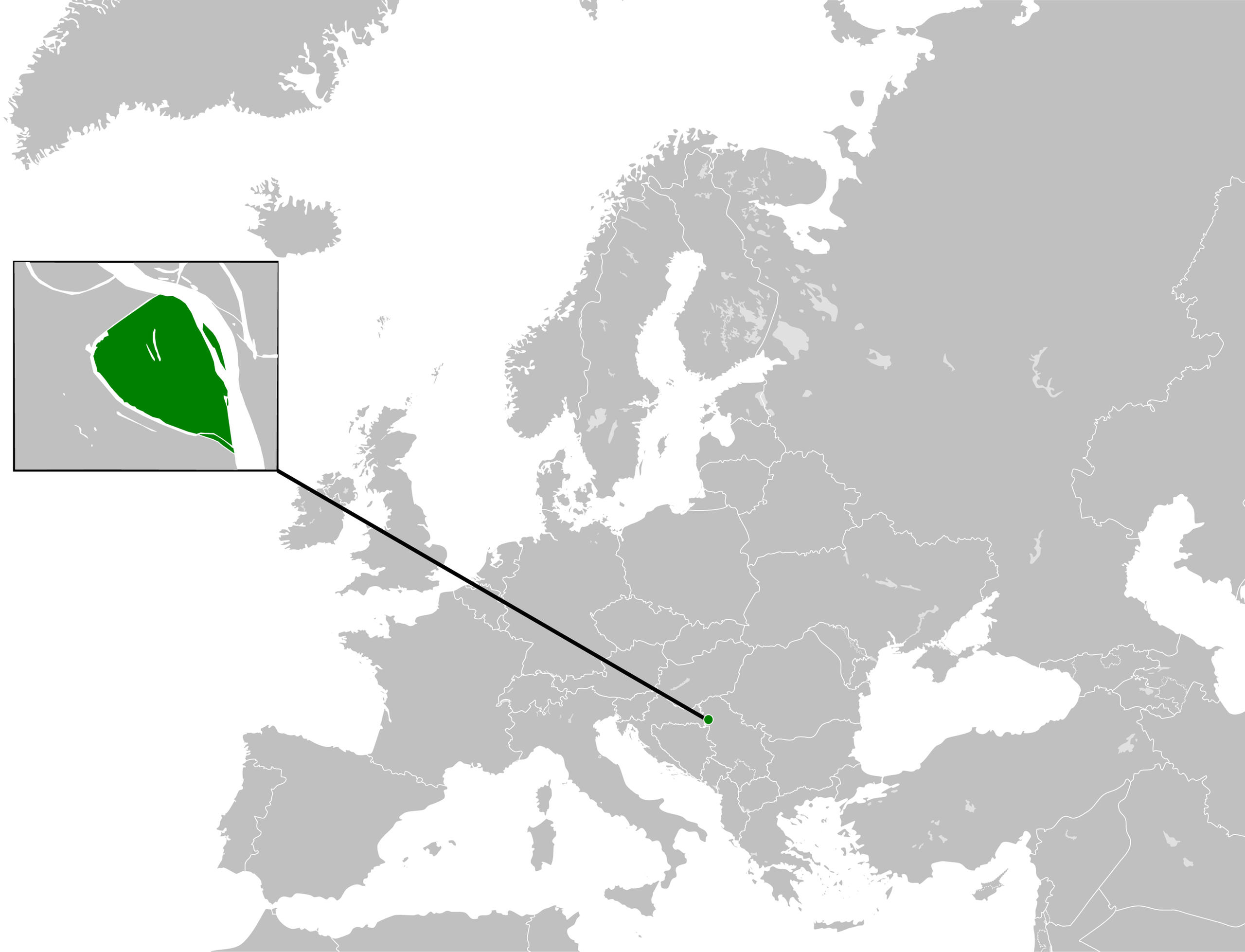 Liberland auf der Landkarte Europas