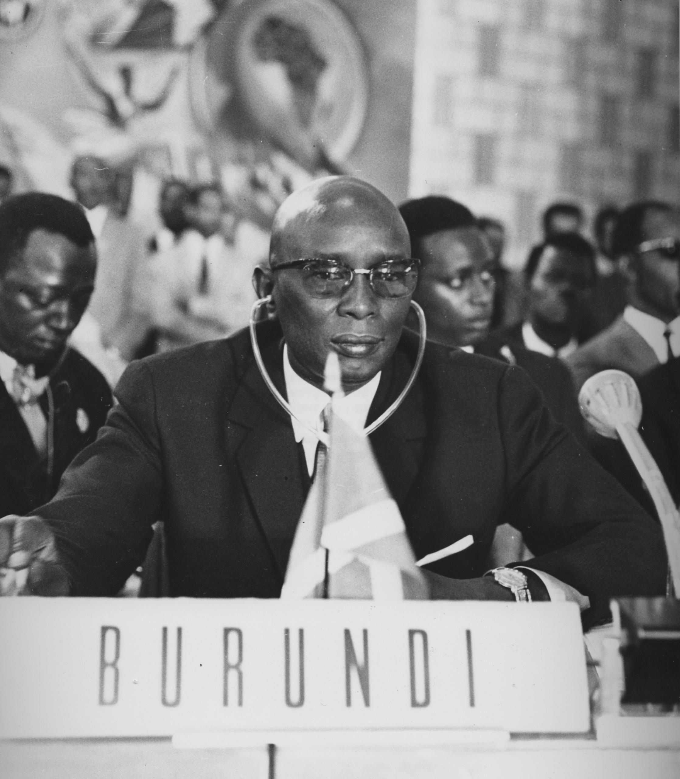 Mwambutsa IV Bangiriceng of Burundi at a conference of African heads of state in Addis Ababa, Ethiopia in 1963