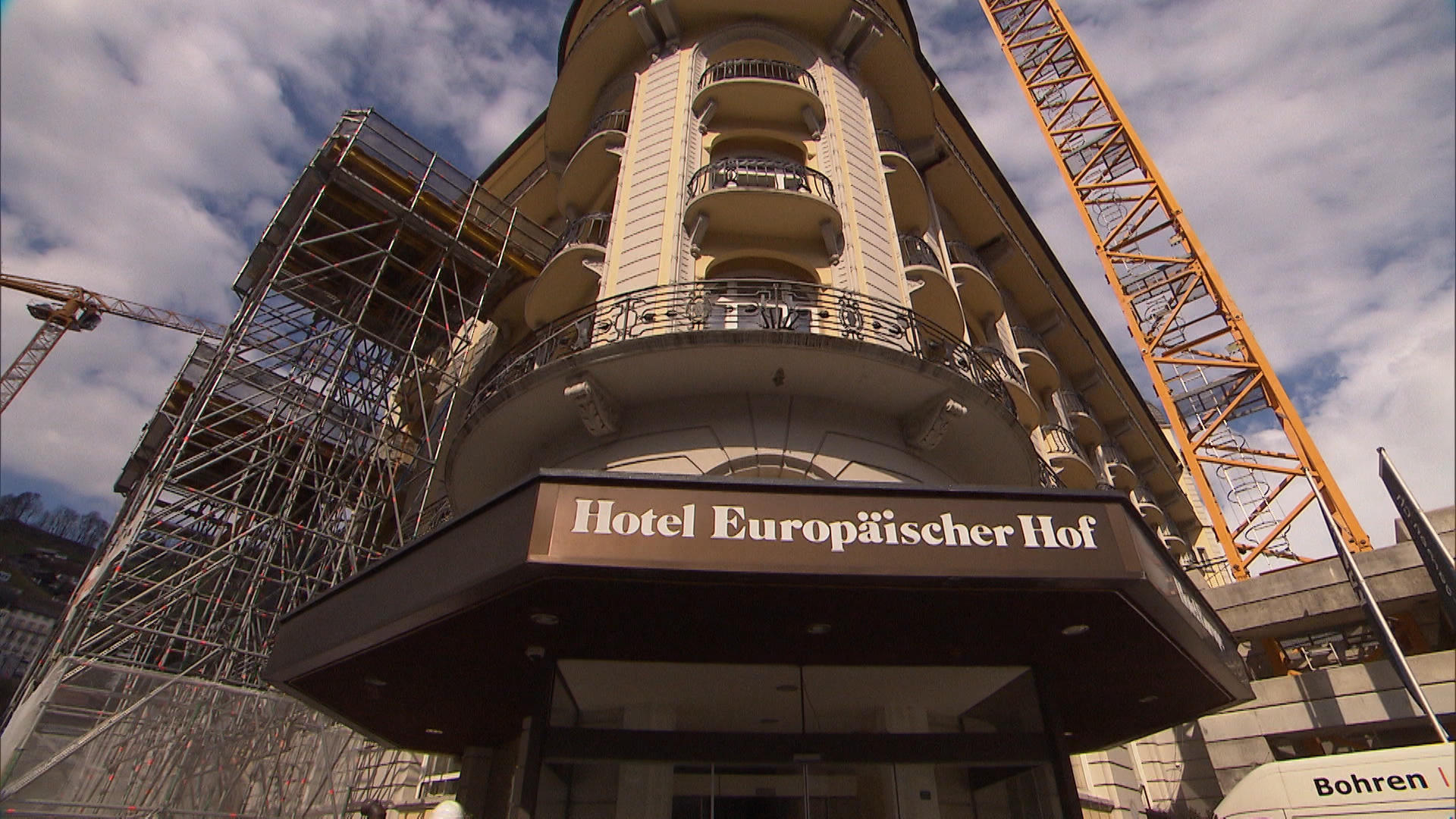 Facade of Chinese owned hotel under renovation