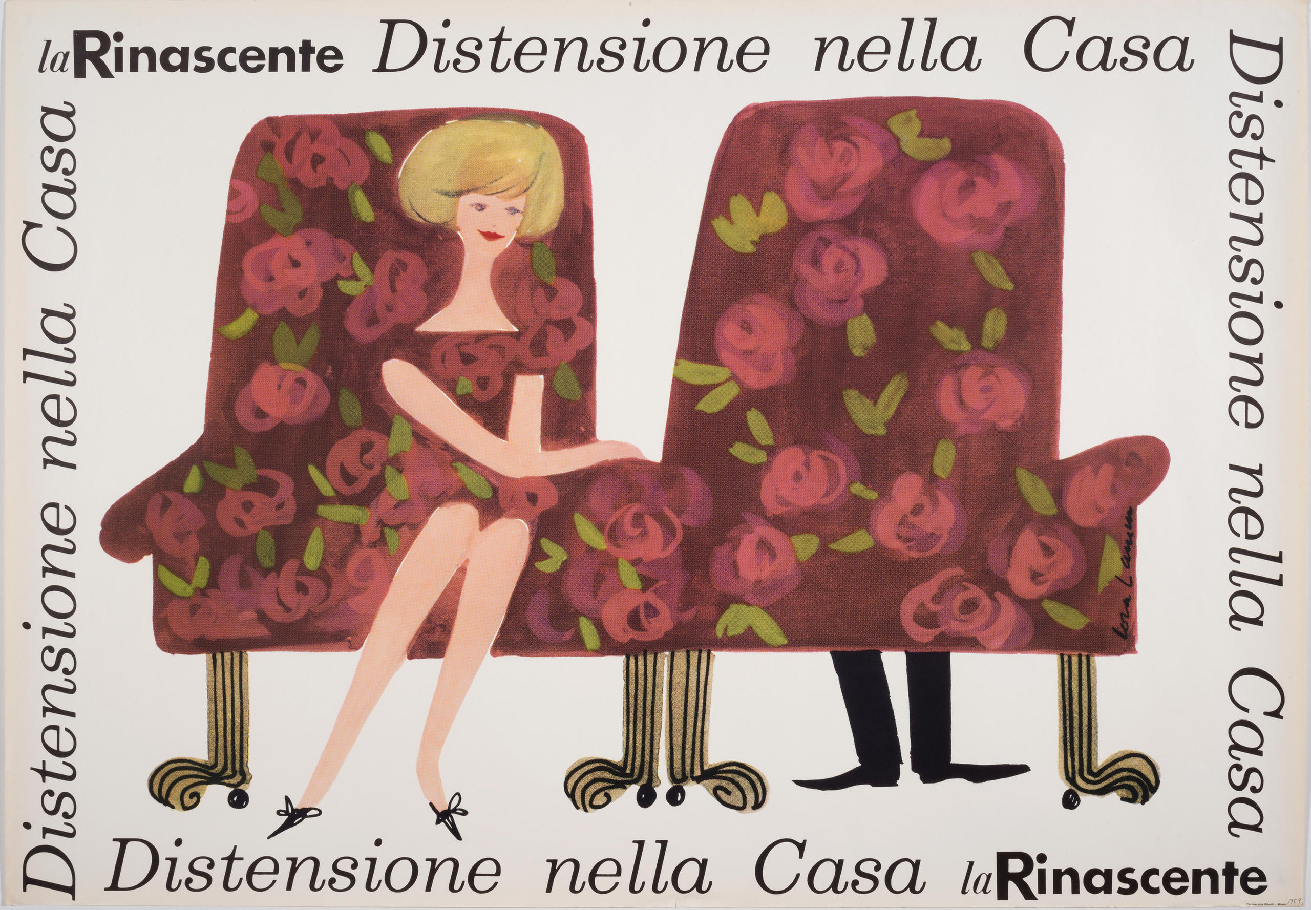 Lora Lamm, La Rinascente – Distensione nella Casa, 1959, manifesto