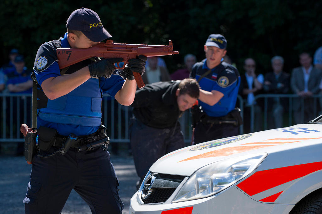 Aspiring police officers take part in a training