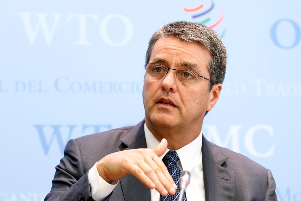 WTO Director-General Roberto Azevedo speaking to the press