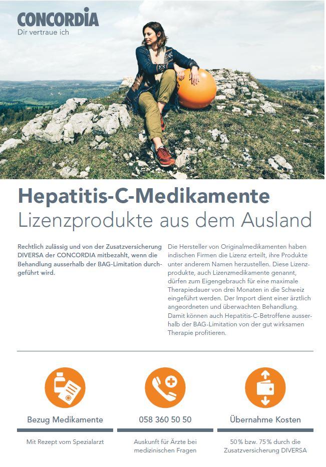 Flyer für Hepatitis C Zusatzversicherung