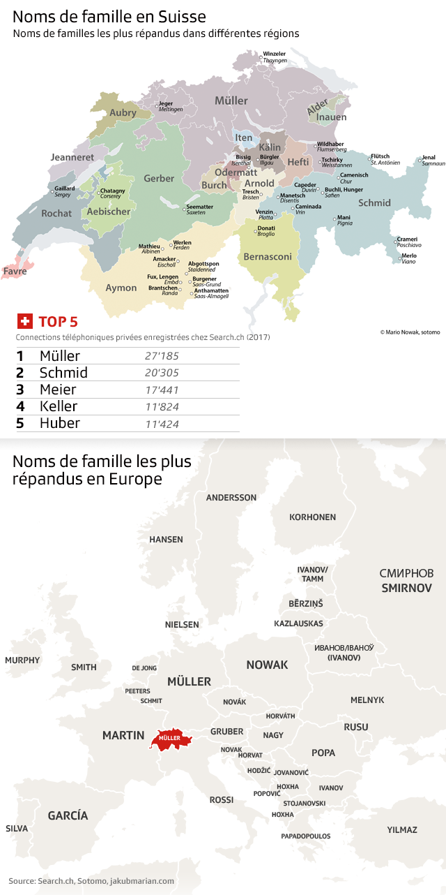 Carte des noms les plus fréquents.
