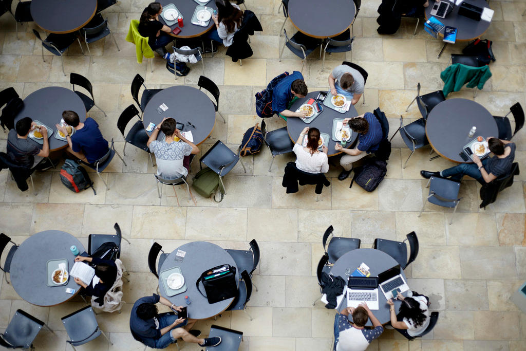 Students seen from above