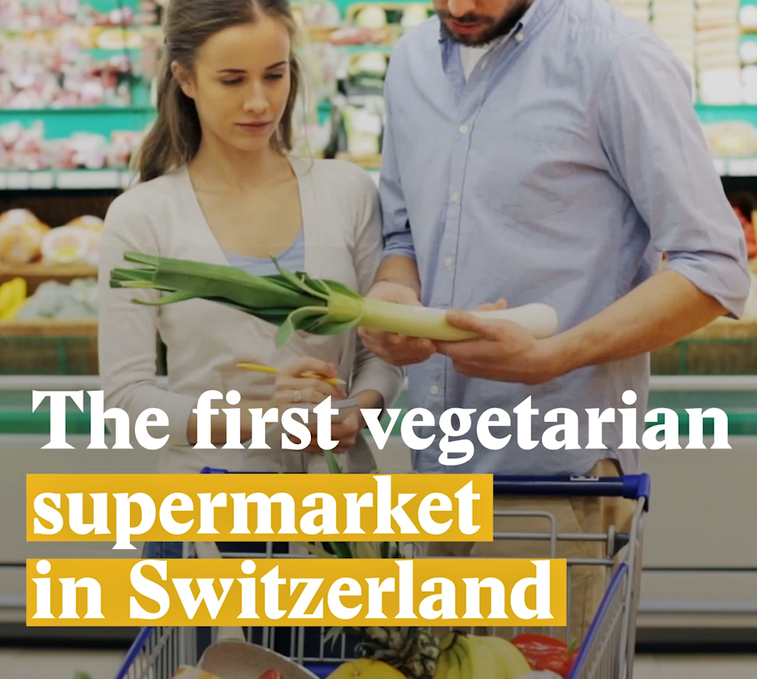 Cover picture for a nouvo video on vegetarian supermarkets in Switzerland.