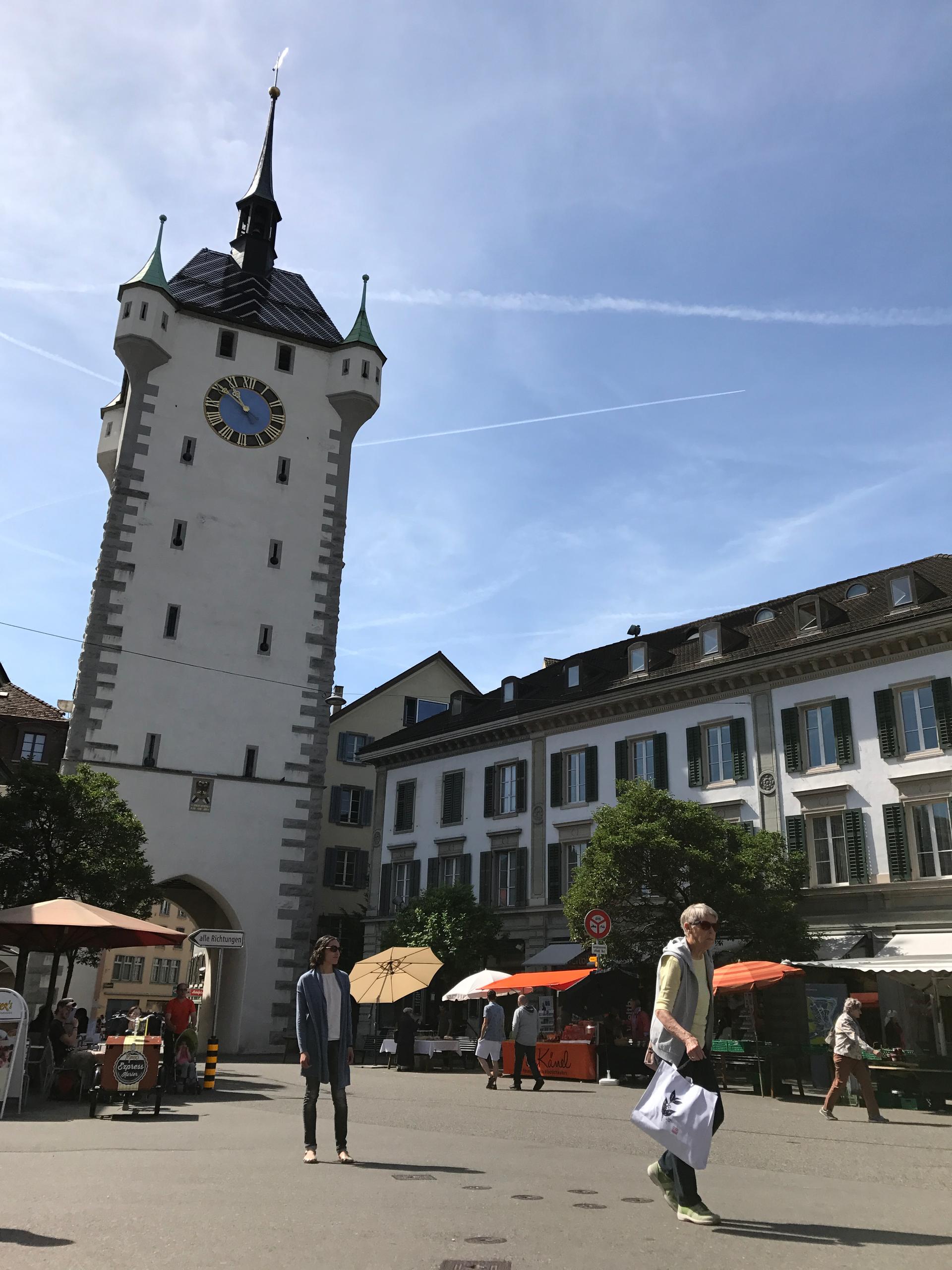 Clock tower with turrets