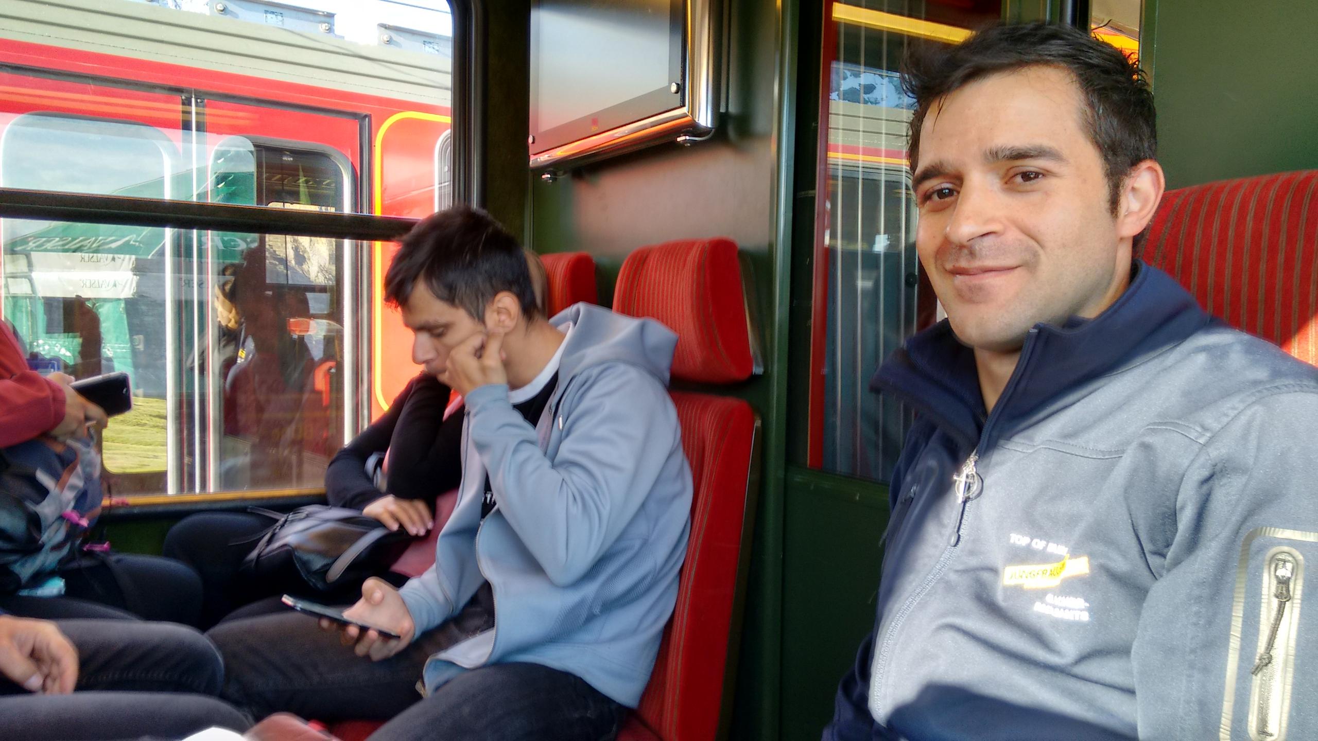 José e outros colegas portugueses no trem