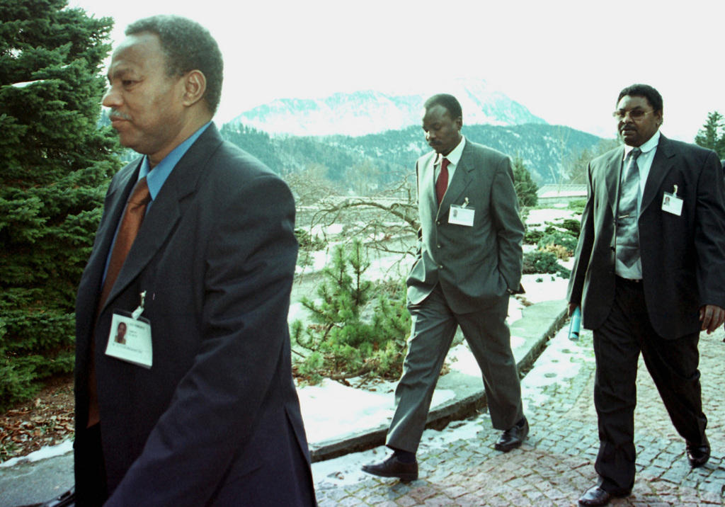 Sudanese officials in Lucerne during a Swiss mediation in 2002