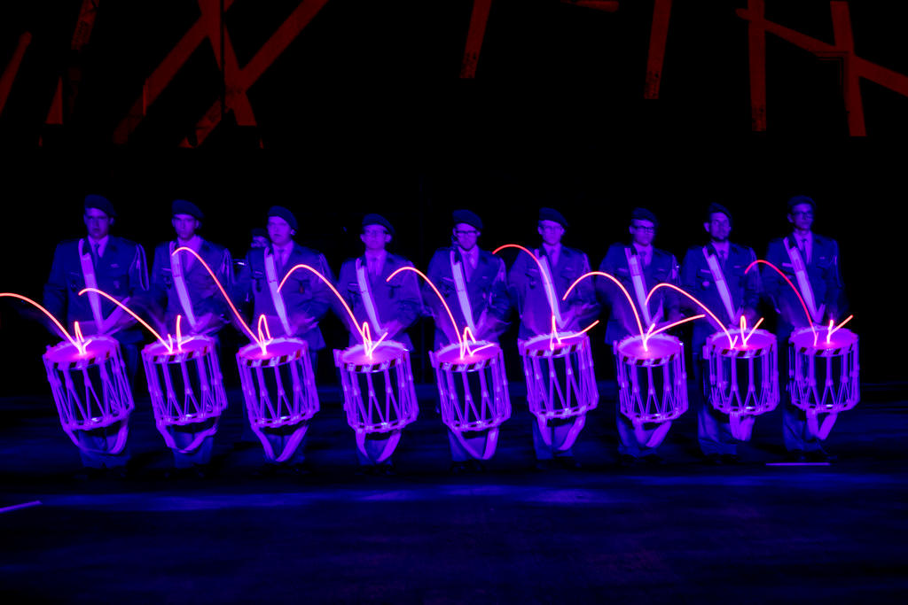 Nine drummers in a row