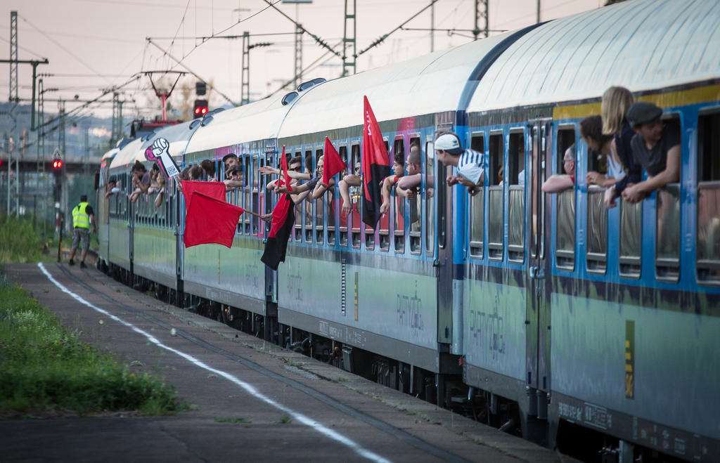 A special train with protestors headed for the G20 talks in Hamburg