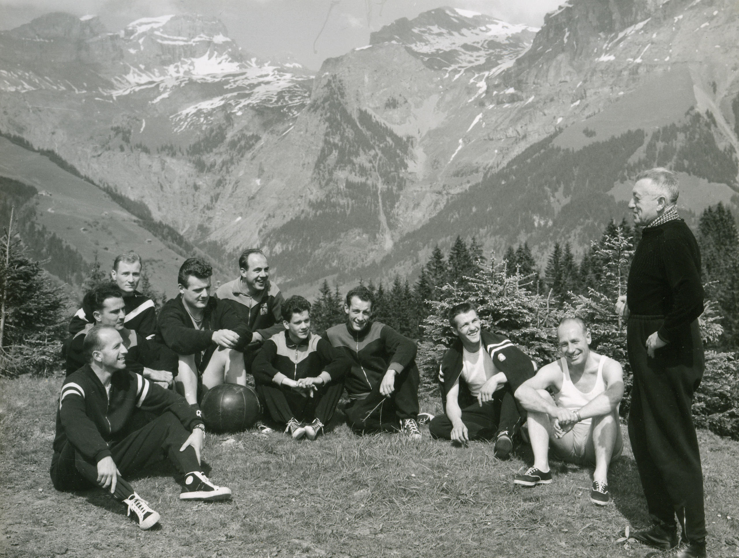 欧州チャンピオンシップのトレーニングキャンプ、１９５９年、エンゲルベルクにて