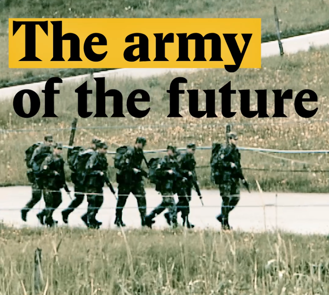Cover image for a Nouvo video about the Swiss army.