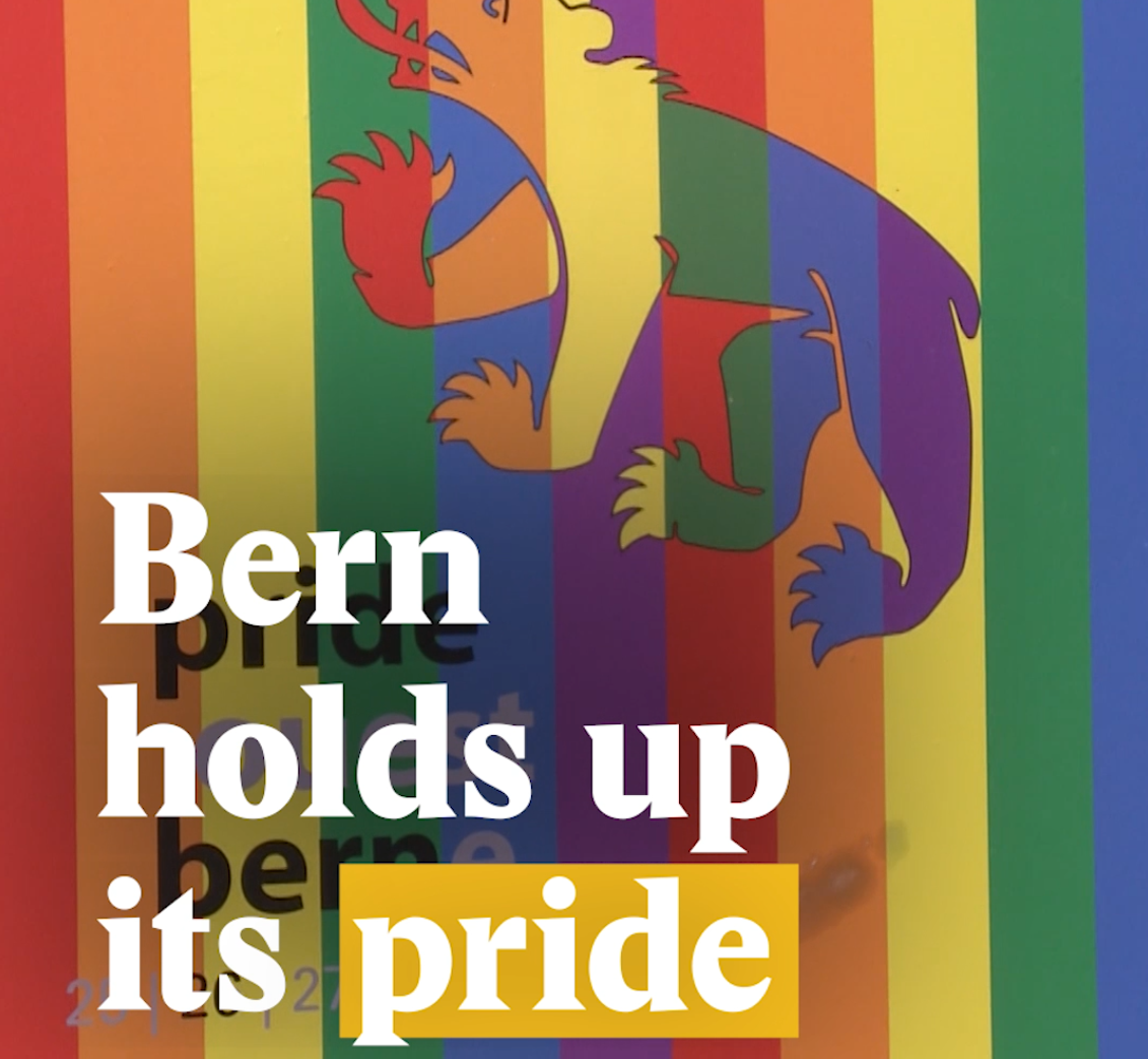 A cover image for a Nouvo vidoe about the Gay Pride in Bern and what the community marches for.