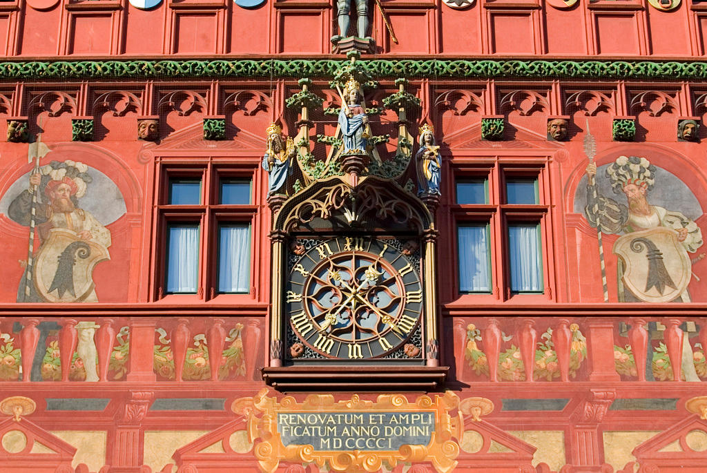 Close-up of Basel town hall building