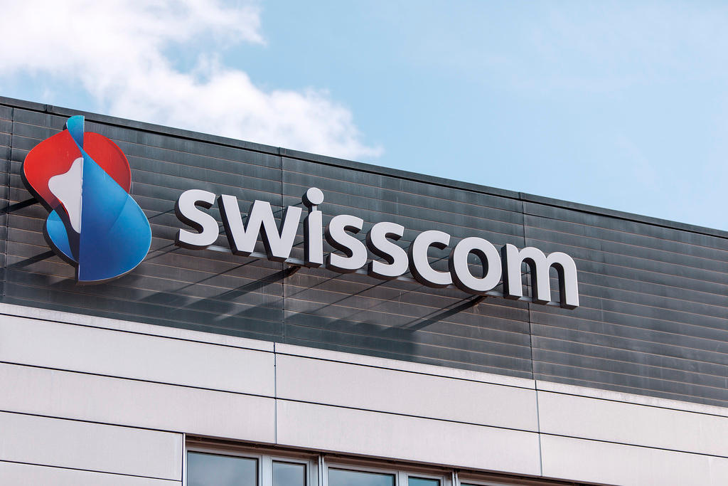 Swisscom logo on the outside of one of its buildings