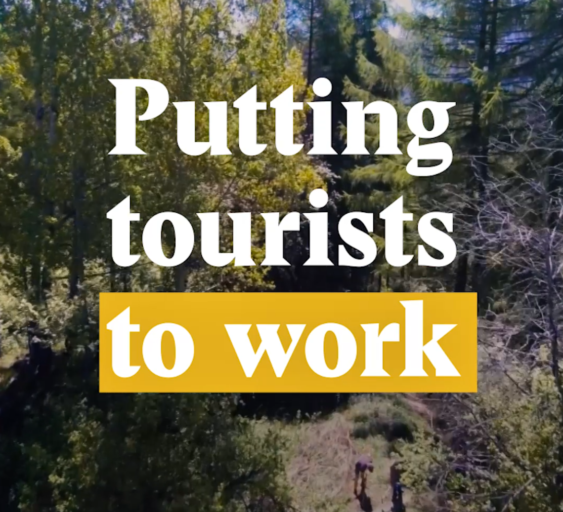 A cover image for a Nouvo video about a new tourism model.