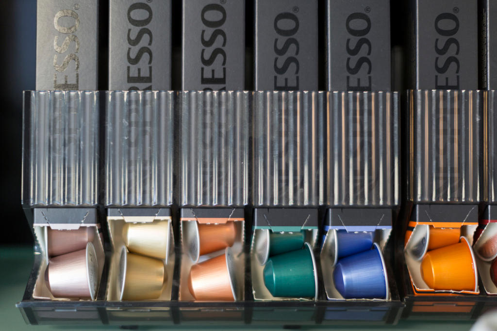 Nespresso capsules pictured at the Nestle production site in Orbe in the Canton of Vaud, Switzerland, on November 18, 2015