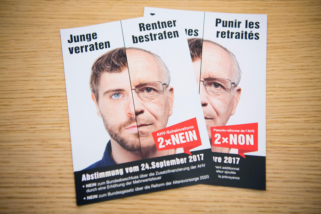 Flyer der Gegner der Rentenreform AHV 2020.