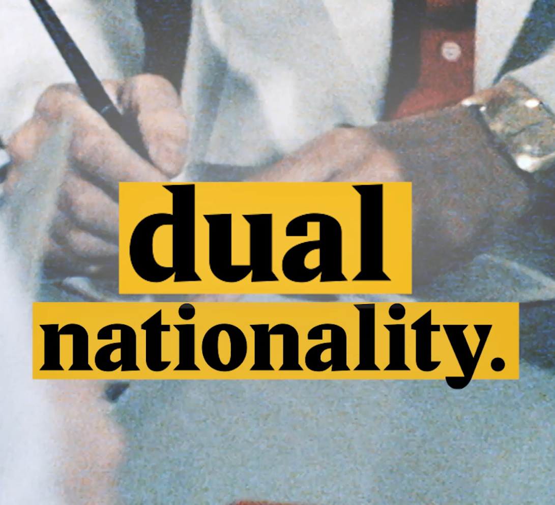 A cover image for a Nouvo video about dual nationality.