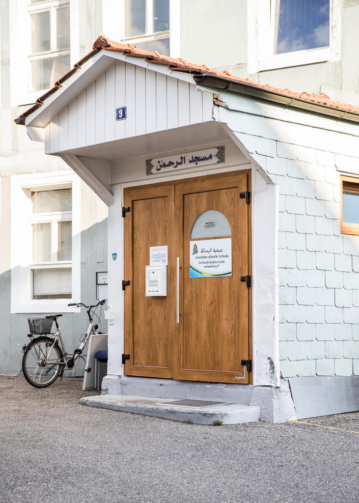 The entrance to the Ar Rahman Mosque in Biel