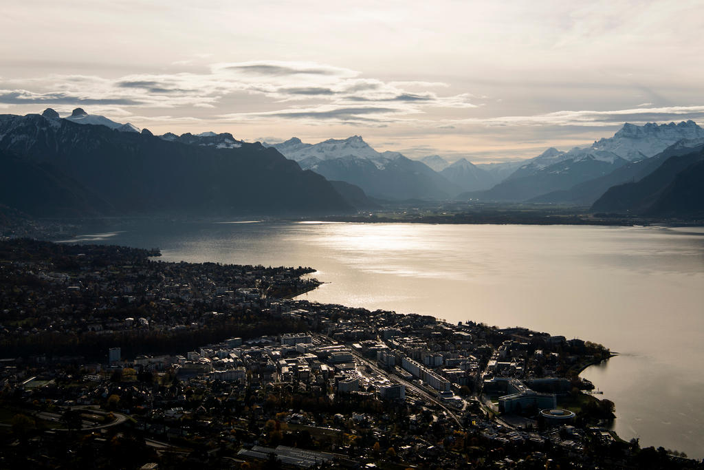 Vista sobre Vevey y el lago Lemán