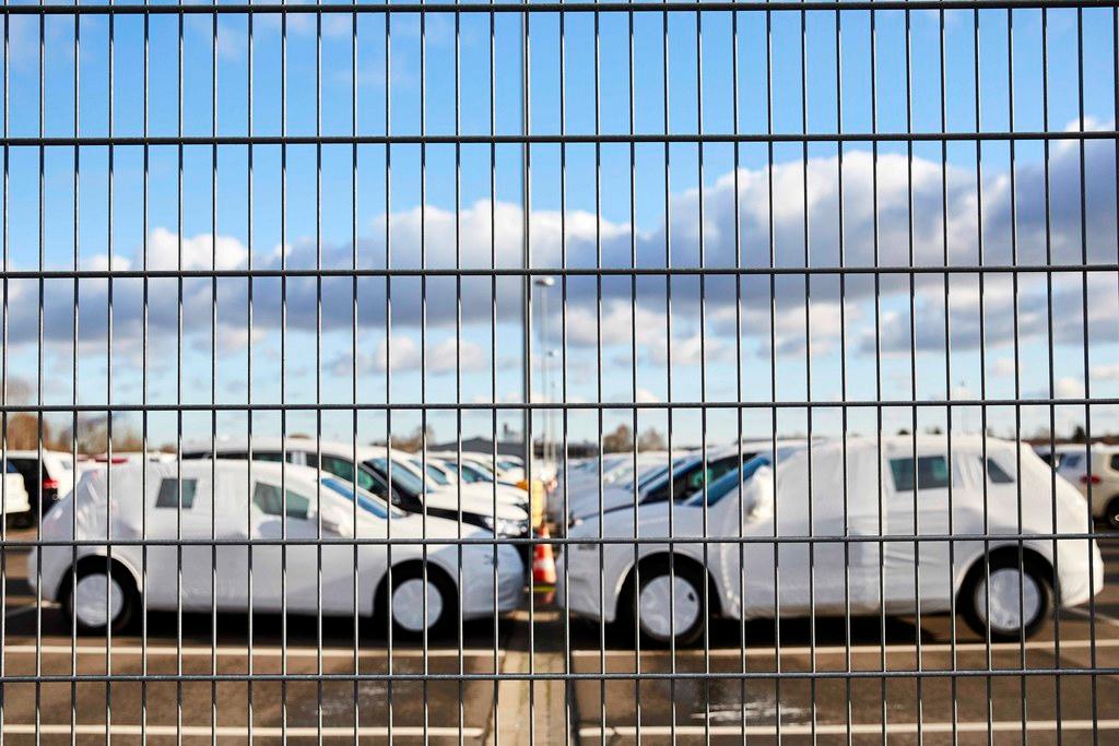 New Volkswagens parked in front of the factory in Wolfsburg, Germany
