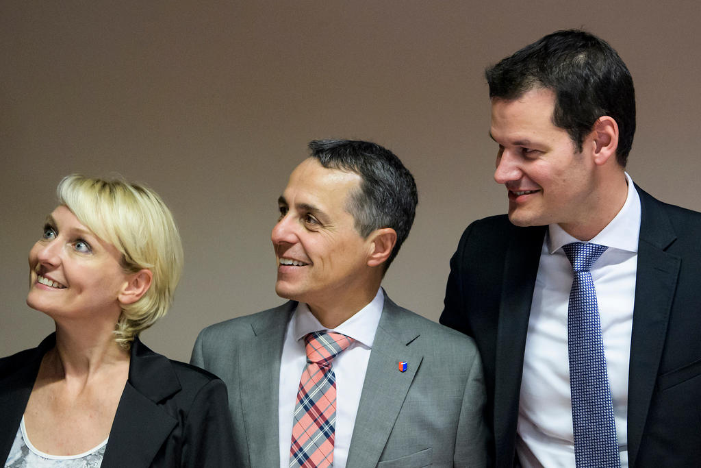 Cabinet candidates Isabelle Moret, Ignazio Cassis and Pierre Maudet