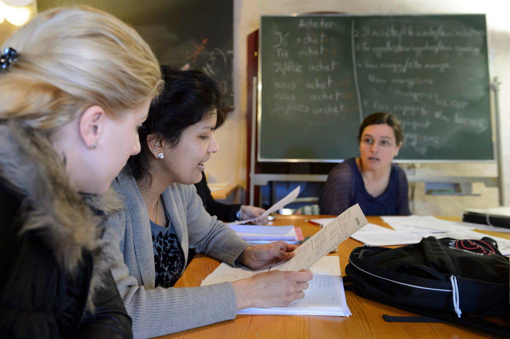 Classroom with students and a blackboard