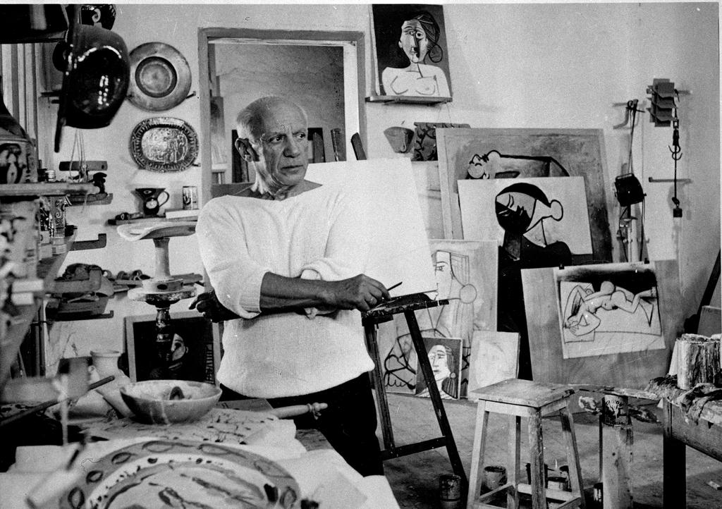 Pablo Picasso in his studio