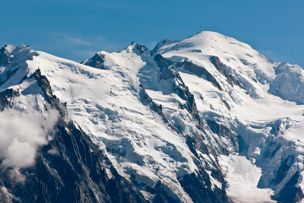 View of the Mont Blanc massif from Chamonix, France