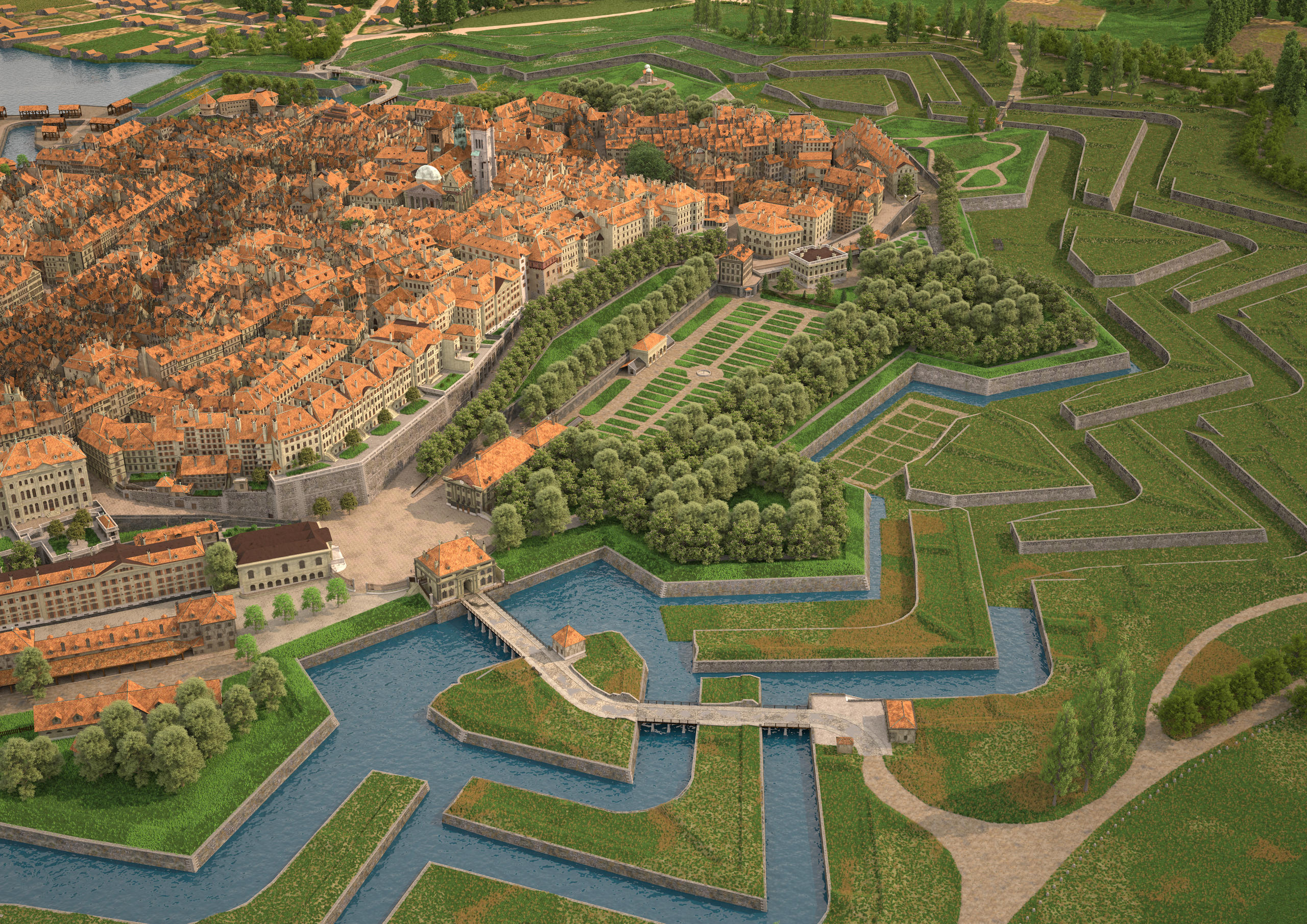 View of Geneva via 3D map