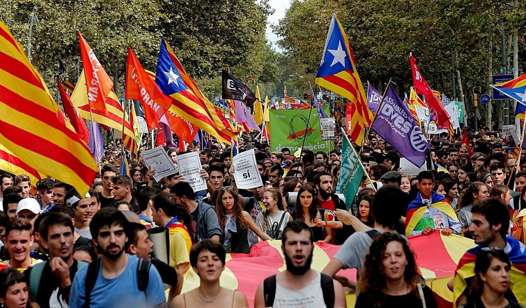 Thousands of students take part at a demonstration in Spain